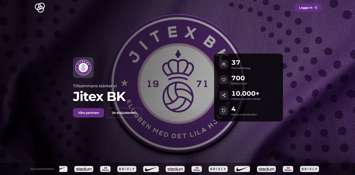 Jitex BK partnervägg på Parter.se